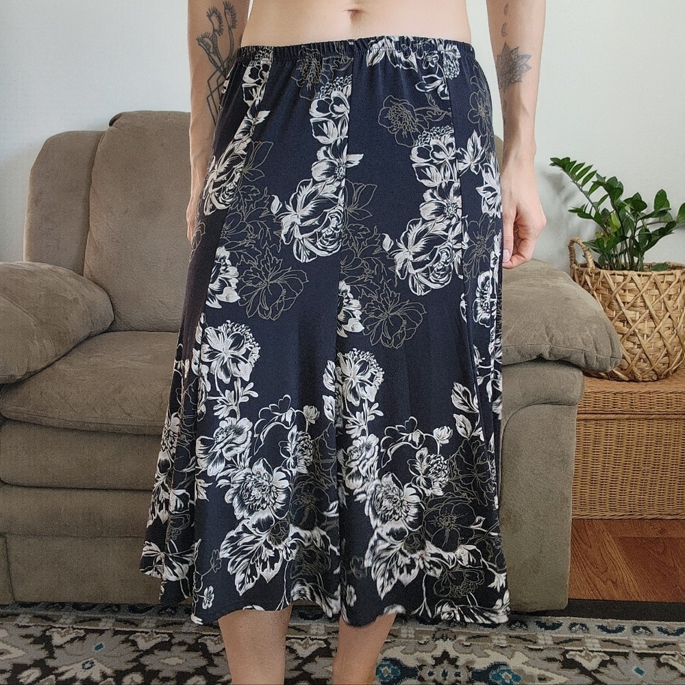 Vintage B. Moss Whimsygoth Floral Midi Skirt Size Medium
